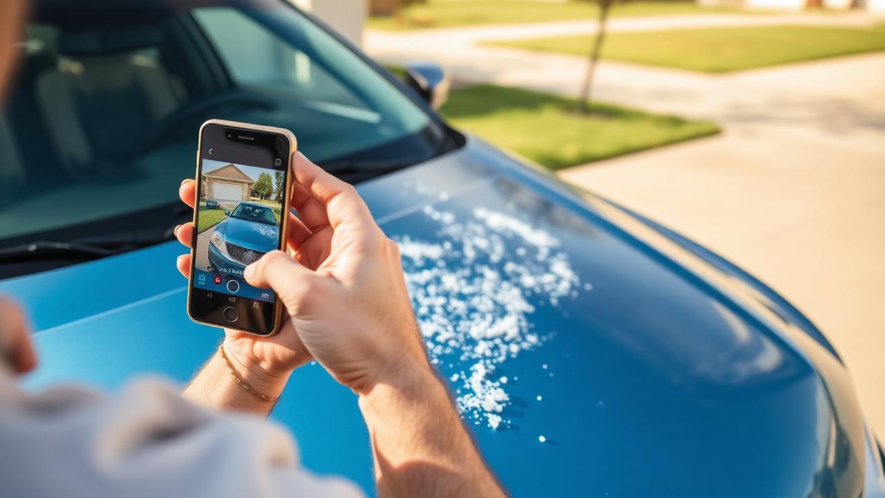 GEICO mobile app hail damage photo estimate workflow in Lubbock TX