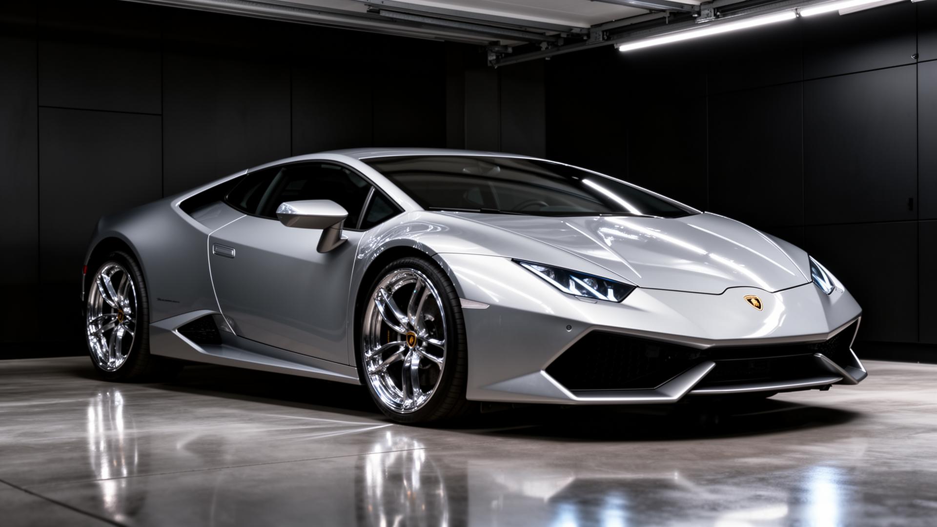 Silver Lamborghini Huracan with glossy paint protection